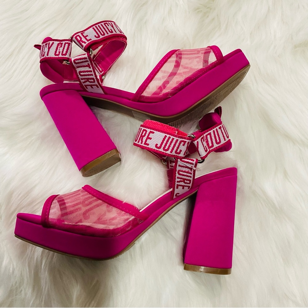 JUICY COUTURE JC GRAMERCY Hot Pink Platform Heel Sandals Ankle Strap Size 7 NWTD